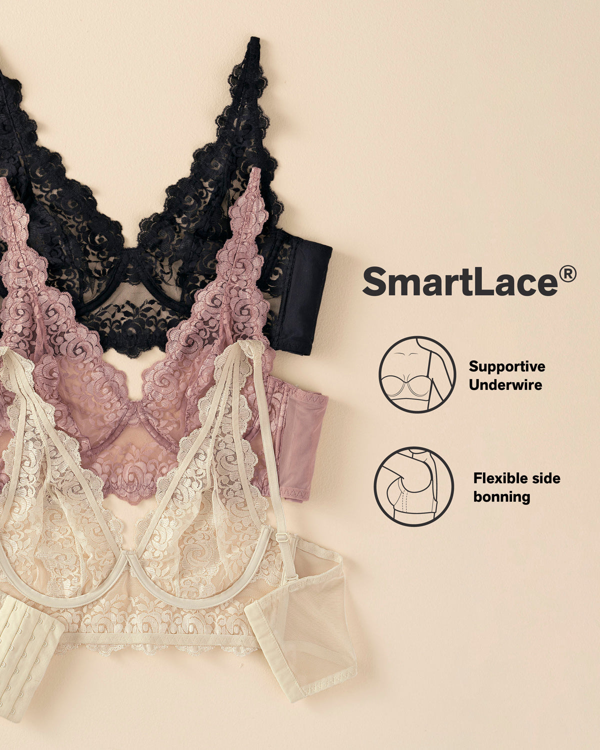 Formless™ Sheer Lace Bustier Bralette with Underwire