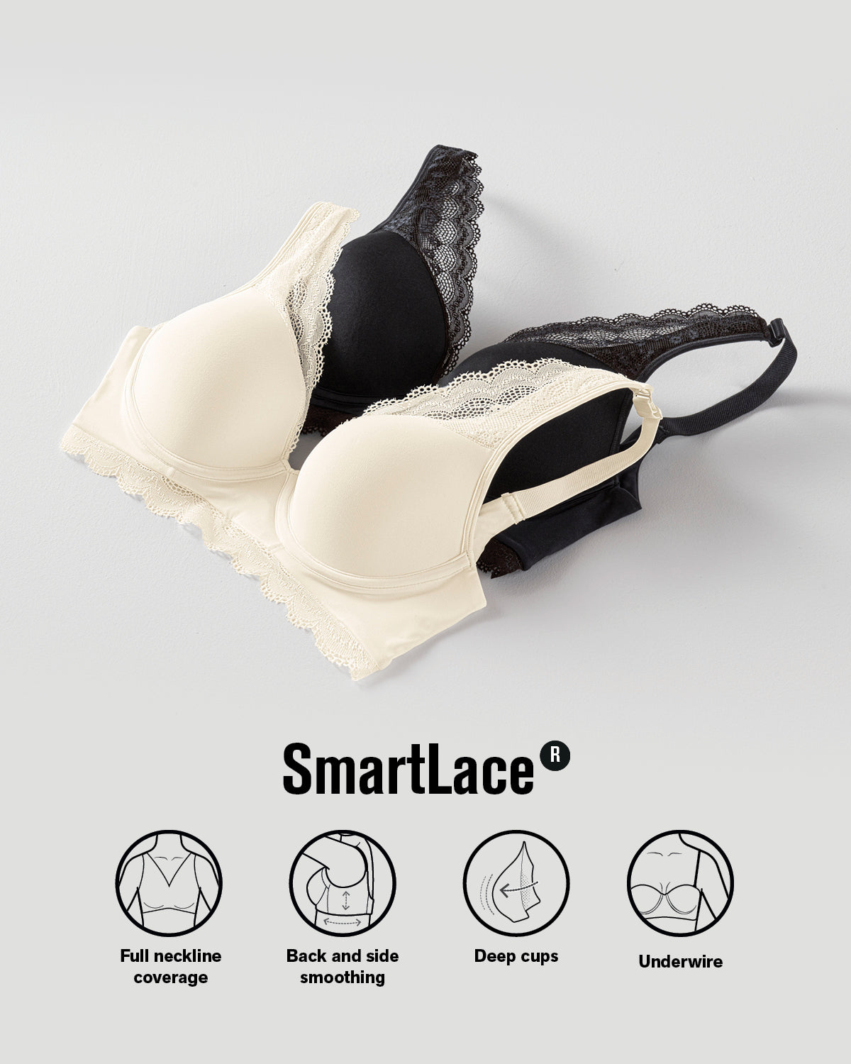 Formless™ Deep Coverage Soft Lightly-Lined Lace Underwire Bra
