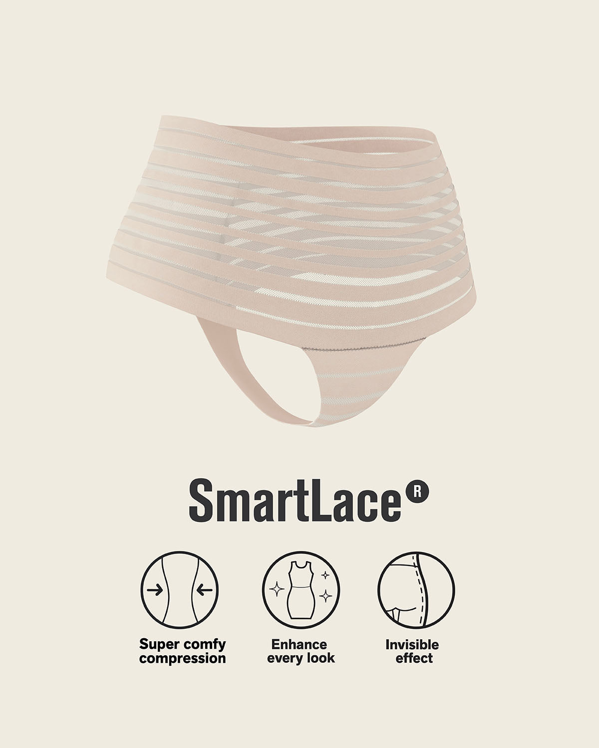 Formless™ Slimming Lace Stripe High-Waisted Thong Panty