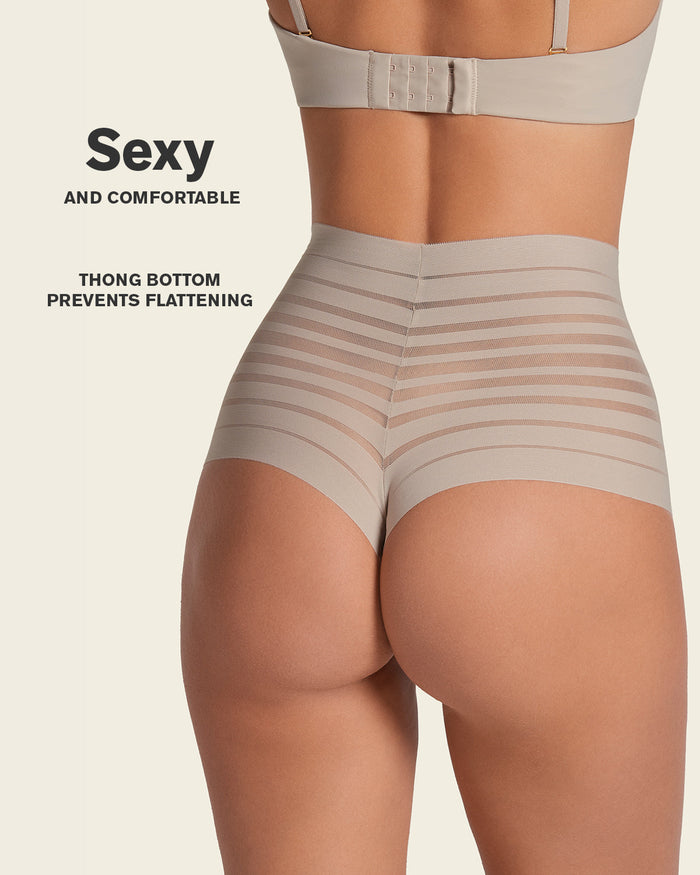 Formless™ Slimming Lace Stripe High-Waisted Thong Panty