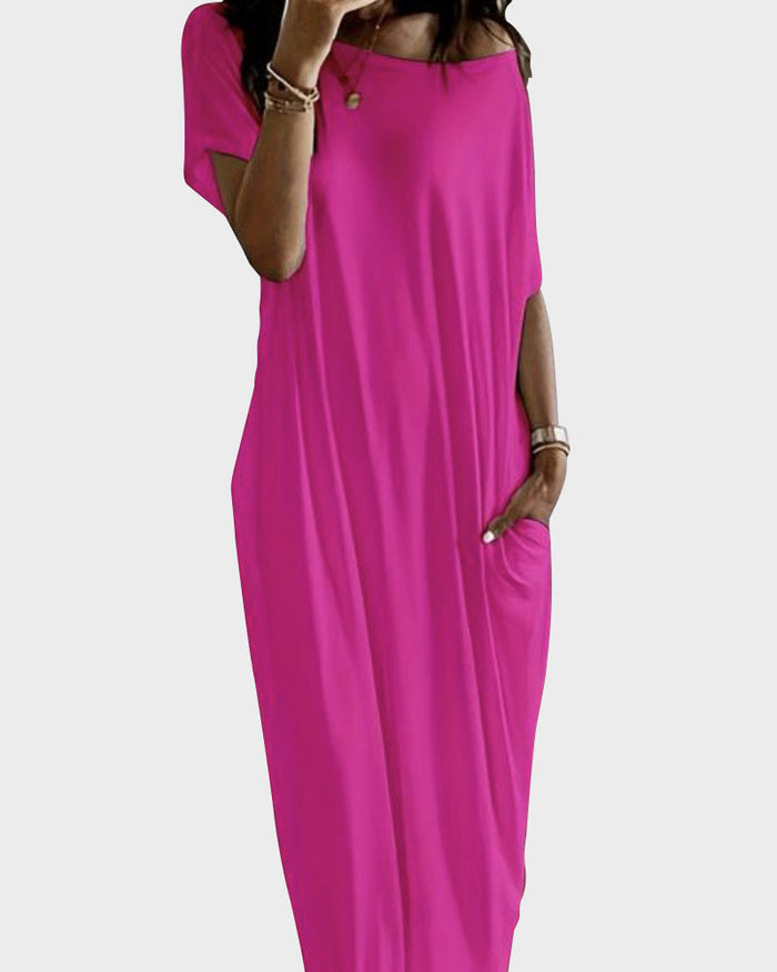 Off-Shoulder Batwing Sleeve Maxi Lounge Dress