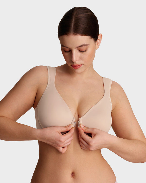 Front Closure Underwire Unlined Back Support Plunge Bra