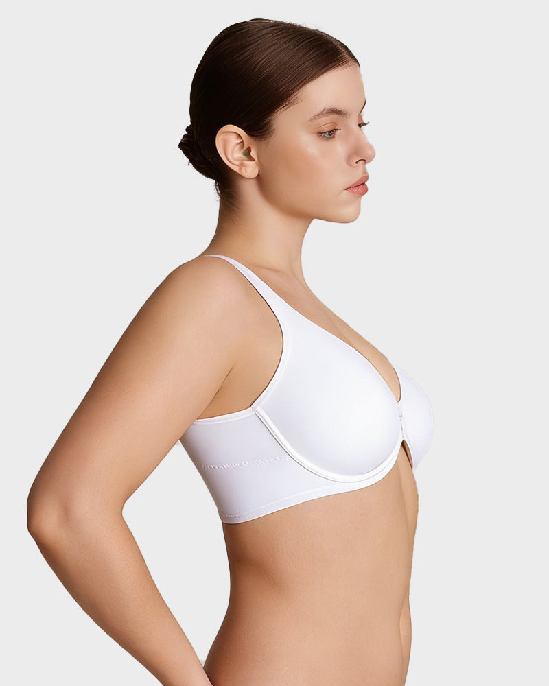 Front Closure Underwire Unlined Back Support Plunge Bra
