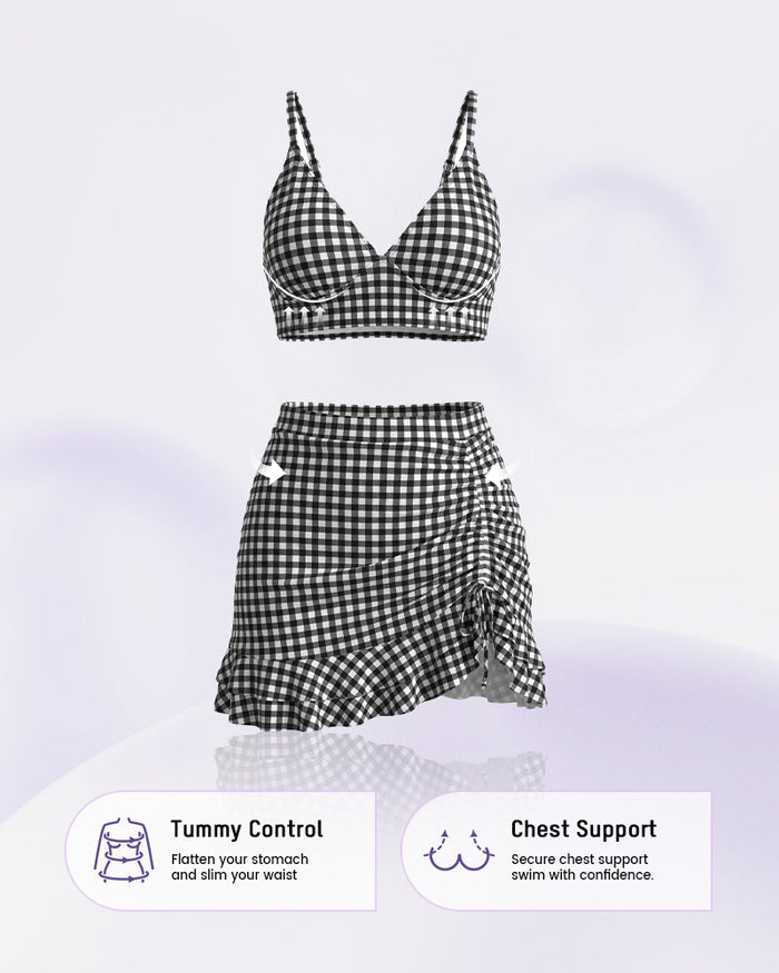 High-Waisted Gingham Bikini Set