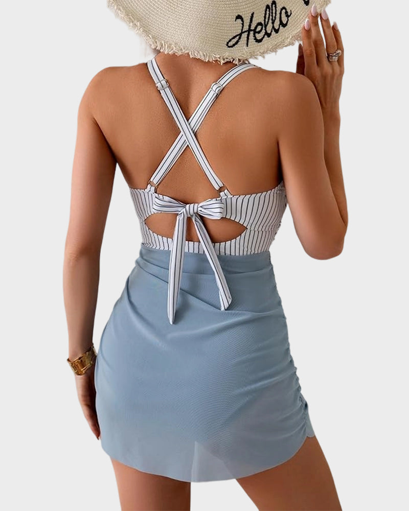 Mesh Cutout Tummy Control One-Piece Swimdress