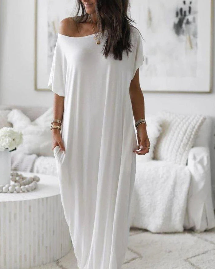 Off-Shoulder Batwing Sleeve Maxi Lounge Dress