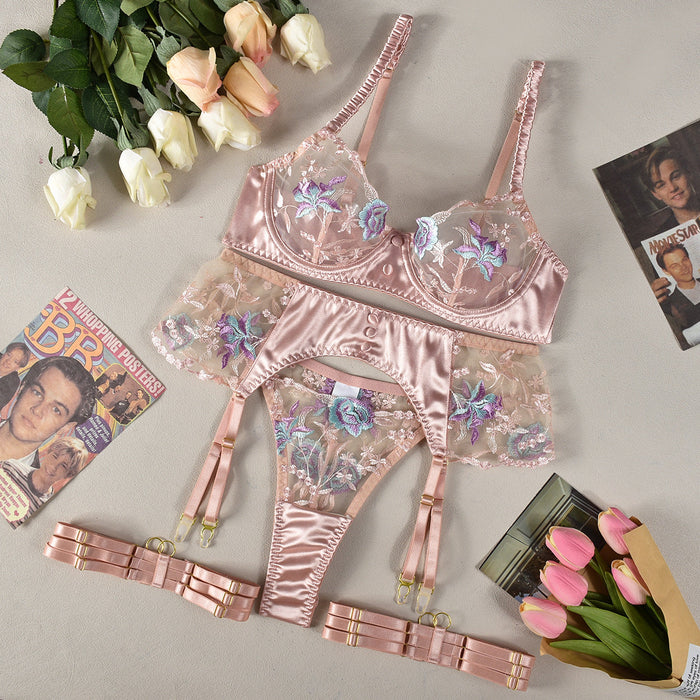 Formless™ Embroidered Satin Lingerie Set with Lace